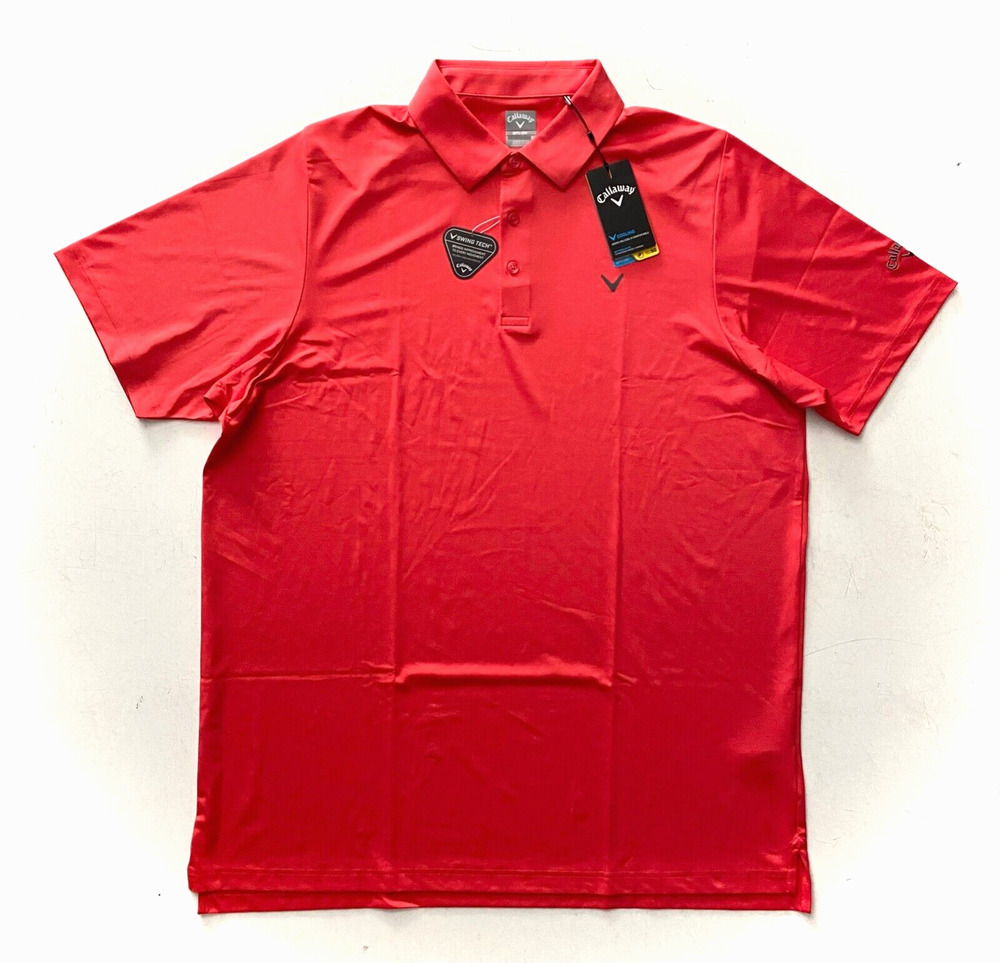 Callaway Polo Shirt Opti-Dri Teaberry Coral Twill Swing Tech Golf Shirt LT